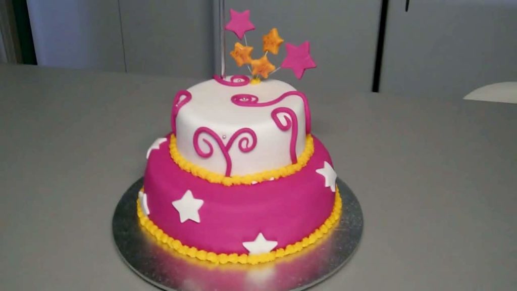 Pink 2 tier cake
